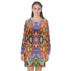 Artwork By Patrick-pattern-22 Long Sleeve Chiffon Shift Dress  by ArtworkByPatrick