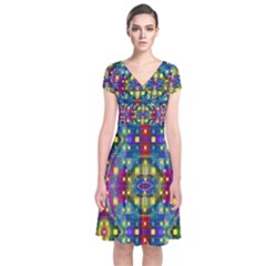 Artwork By Patrick-pattern-23 Short Sleeve Front Wrap Dress by ArtworkByPatrick