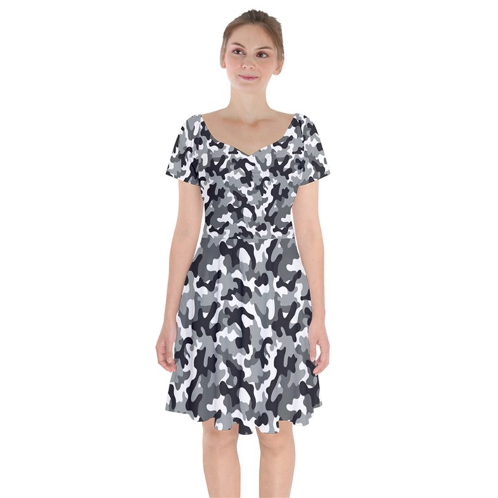 Camouflage02 Short Sleeve Bardot Dress