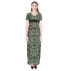 Camouflage Ornate Pattern Short Sleeve Maxi Dress by dflcprints