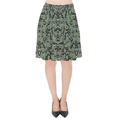 Camouflage Ornate Pattern Velvet High Waist Skirt by dflcprints