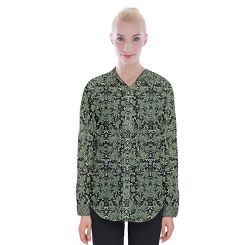 Camouflage Ornate Pattern Womens Long Sleeve Shirt by dflcprints