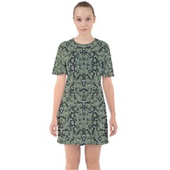 Camouflage Ornate Pattern Sixties Short Sleeve Mini Dress by dflcprints