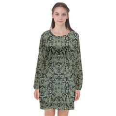 Camouflage Ornate Pattern Long Sleeve Chiffon Shift Dress  by dflcprints