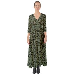 Camouflage Ornate Pattern Button Up Boho Maxi Dress by dflcprints