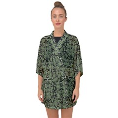 Camouflage Ornate Pattern Half Sleeve Chiffon Kimono