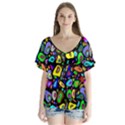 ARTWORK BY PATRICK-Pattern-30 V-Neck Flutter Sleeve Top View1