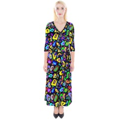 Artwork By Patrick-pattern-30 Quarter Sleeve Wrap Maxi Dress