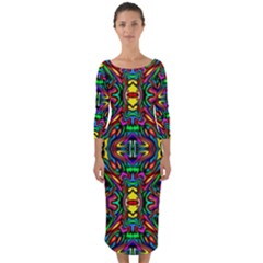 Artwork By Patrick-pattern-31 Quarter Sleeve Midi Bodycon Dress