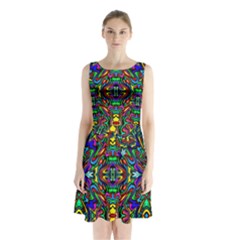 Artwork By Patrick-pattern-31 Sleeveless Waist Tie Chiffon Dress by ArtworkByPatrick