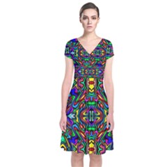 Artwork By Patrick-pattern-31 Short Sleeve Front Wrap Dress by ArtworkByPatrick