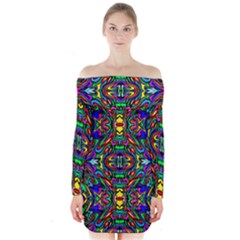 Artwork By Patrick-pattern-31 Long Sleeve Off Shoulder Dress by ArtworkByPatrick