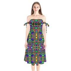 Artwork By Patrick-pattern-31 Shoulder Tie Bardot Midi Dress by ArtworkByPatrick