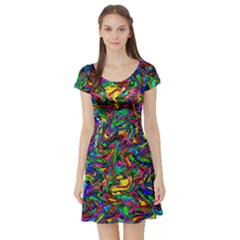 Artwork By Patrick-pattern-31 1 Short Sleeve Skater Dress by ArtworkByPatrick