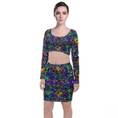 Artwork By Patrick-pattern-31 1 Long Sleeve Crop Top & Bodycon Skirt Set