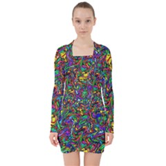 Artwork By Patrick-pattern-31 1 V-neck Bodycon Long Sleeve Dress by ArtworkByPatrick