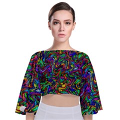 Artwork By Patrick-pattern-31 1 Tie Back Butterfly Sleeve Chiffon Top