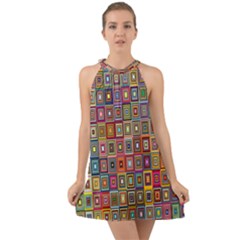 Artwork By Patrick-pattern-33 Halter Tie Back Chiffon Dress