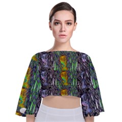 May Be A Woman In Manga Fire Tie Back Butterfly Sleeve Chiffon Top