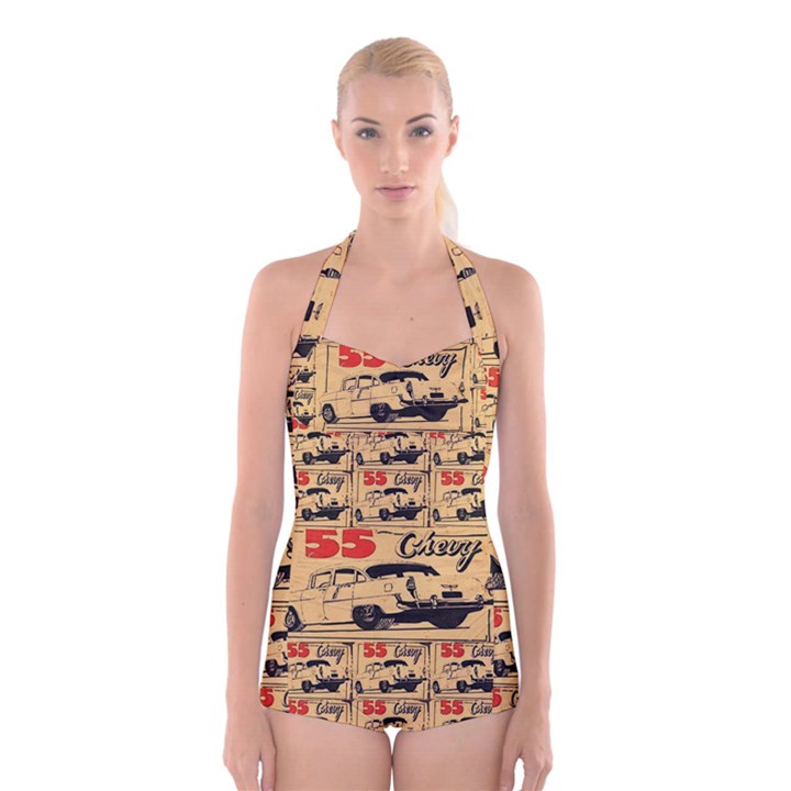 55 Chevy Boyleg Halter Swimsuit 