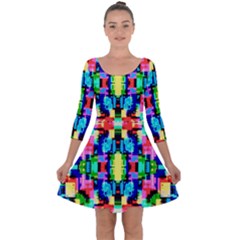 Artwork By Patrick--colorful-1 Quarter Sleeve Skater Dress