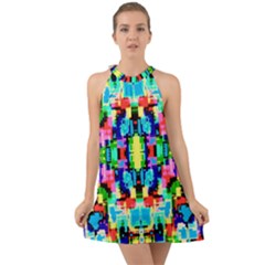 Artwork By Patrick--colorful-1 Halter Tie Back Chiffon Dress