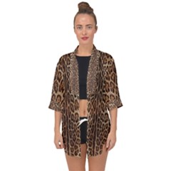 Leopard Print Open Front Chiffon Kimono