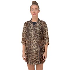 Leopard Print Half Sleeve Chiffon Kimono