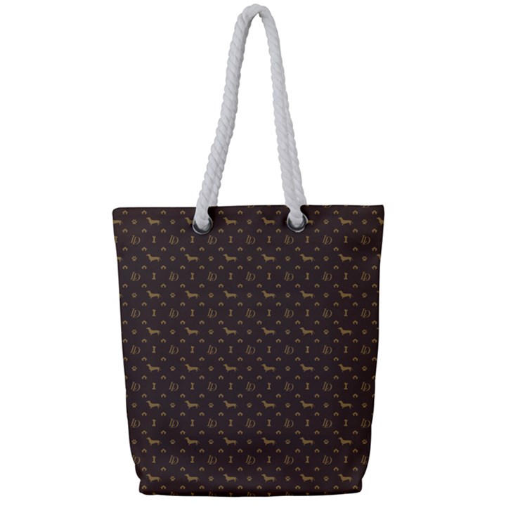 Louis Dachshund  Luxury Dog Attire Full Print Rope Handle Tote (Small)