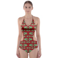 Tropical Stylized Floral Pattern Cut-out One Piece Swimsuit by dflcprints