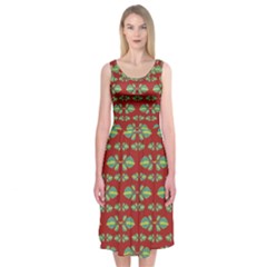 Tropical Stylized Floral Pattern Midi Sleeveless Dress by dflcprints