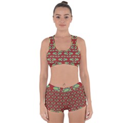 Tropical Stylized Floral Pattern Racerback Boyleg Bikini Set by dflcprints