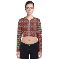 Tropical Stylized Floral Pattern Bomber Jacket