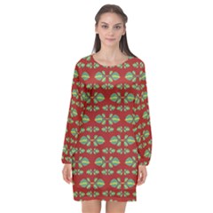 Tropical Stylized Floral Pattern Long Sleeve Chiffon Shift Dress  by dflcprints