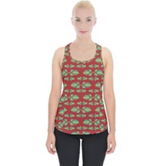 Tropical Stylized Floral Pattern Piece Up Tank Top