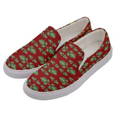 Tropical Stylized Floral Pattern Men s Canvas Slip Ons