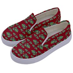 Tropical Stylized Floral Pattern Kids  Canvas Slip Ons