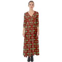 Tropical Stylized Floral Pattern Button Up Boho Maxi Dress by dflcprints