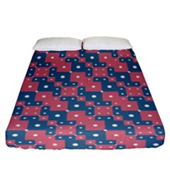 Squares And Circles Motif Geometric Pattern Fitted Sheet (queen Size) by dflcprints