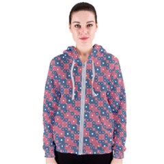 Squares And Circles Motif Geometric Pattern Women s Zipper Hoodie by dflcprints