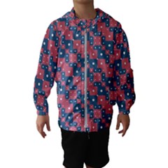 Squares And Circles Motif Geometric Pattern Hooded Wind Breaker (kids) by dflcprints