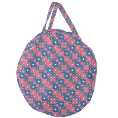 Squares And Circles Motif Geometric Pattern Giant Round Zipper Tote