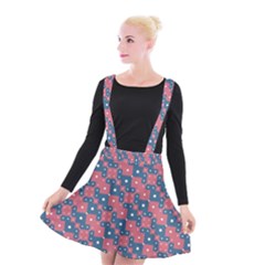 Squares And Circles Motif Geometric Pattern Suspender Skater Skirt by dflcprints