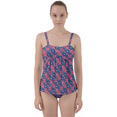 Squares And Circles Motif Geometric Pattern Twist Front Tankini Set by dflcprints