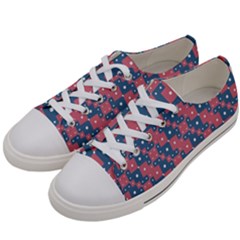 Squares And Circles Motif Geometric Pattern Women s Low Top Canvas Sneakers