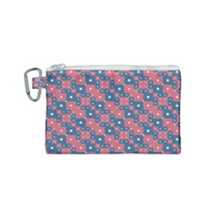 Squares And Circles Motif Geometric Pattern Canvas Cosmetic Bag (small)