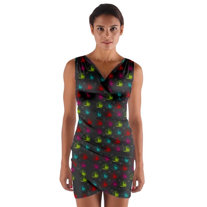 Roses Raining For Love  In Pop Art Wrap Front Bodycon Dress