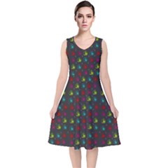 Roses Raining For Love  In Pop Art V-neck Midi Sleeveless Dress  by pepitasart