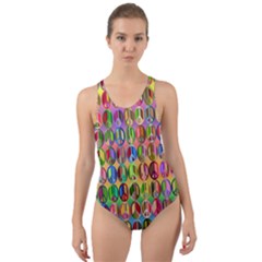 Peace Sign Cut-out Back One Piece Swimsuit