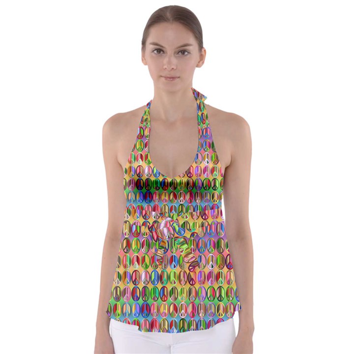 Peace Sign Babydoll Tankini Top